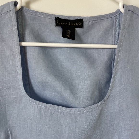 HOUSE OF HARLOW 1960 LINEN BLUE CROP TOP WITH SIDE ZIPPER Size Small - Picture 3 of 6